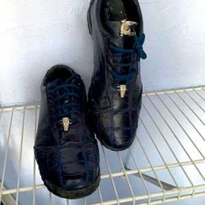 alligator navy blue Belvedere leather semi formal Men Shoes